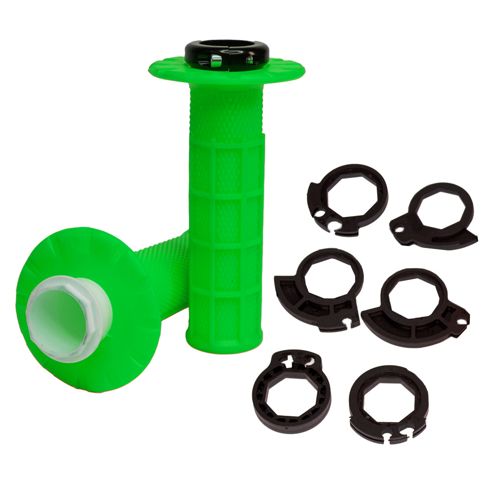 HANDLEBAR GRIPS APICO LOCK ON FULL DIAMOND HALF WAFFLE GREEN